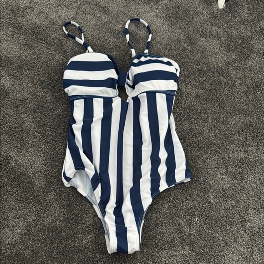 Iffei Striped Blue and White One-Piece Swimsuit - buy family matching on amazon